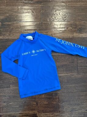 St. John Kids Cobalt Blue Long-Sleeve Rash Guard - Cruz Bay Print